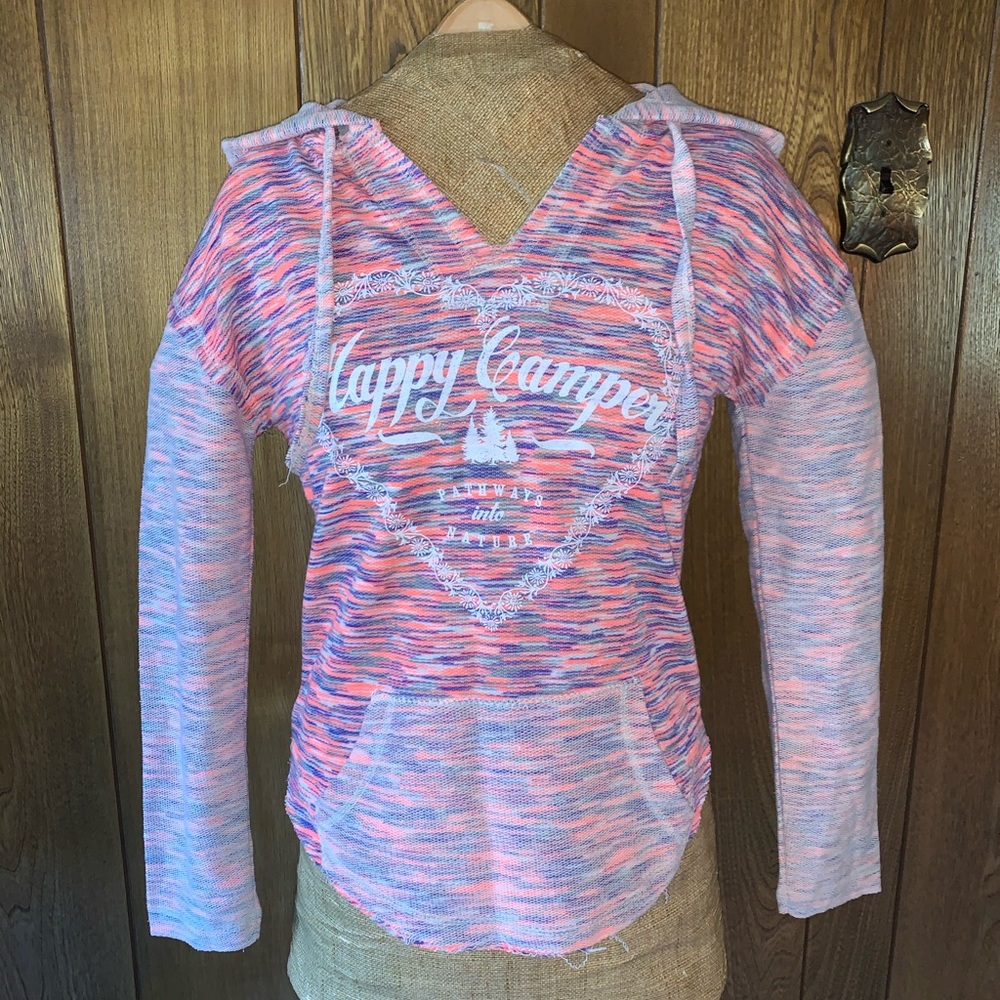 NWOT Coral “Happy Camper” Hoodie
